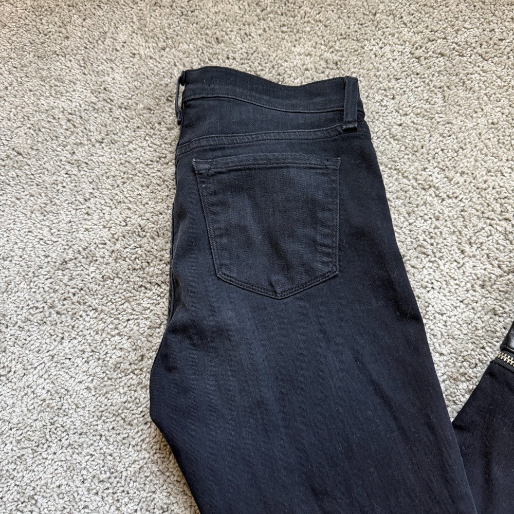 J Brand Black Skinny Alley Cat Zip-Off Lamb Leather Cuff Skinny Jeans Size 27 - Picture 2 of 10